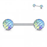 Piercing téton barbell 97 - Style peau de lézard nacrée