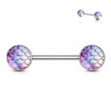Piercing téton barbell 97 - Style peau de lézard nacrée