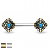 Piercing téton barbell 61 - Vintage turquoise C