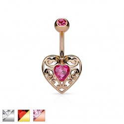 Piercing nombril coeur 13 - Zircone central