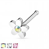 Piercing nez droit 0,8mm 75 - Fleur B strass