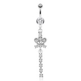 Piercing nombril couronne ligne de strass (D06)
