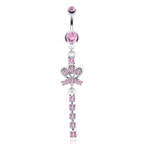 Piercing nombril couronne ligne de strass (D06)