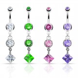 Piercing nombril losange et cercle (D10)