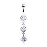 Piercing nombril losange et cercle (D10)