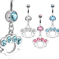 Piercing nombril poing américain strass (D22)