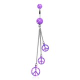 Piercing nombril peace and love chainettes (D114)