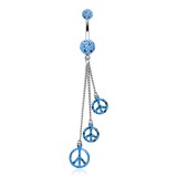 Piercing nombril peace and love chainettes (D114)
