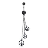 Piercing nombril peace and love chainettes (D114)