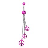 Piercing nombril peace and love chainettes (D114)