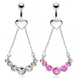 Piercing nombril coeur et chainette (D113)