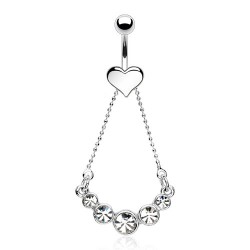 Piercing nombril coeur et chainette (D113)