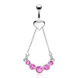 Piercing nombril coeur et chainette (D113)