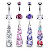 Piercing nombril cascade quatre strass (D110)