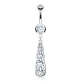 Piercing nombril cascade quatre strass (D110)