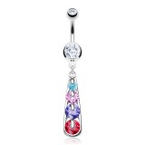 Piercing nombril cascade quatre strass (D110)