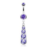Piercing nombril cascade quatre strass (D110)