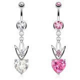 Piercing nombril coeur et couronne (D123)