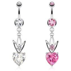Piercing nombril coeur et couronne (D123)