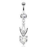 Piercing nombril coeur et couronne (D123)