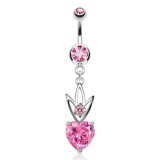 Piercing nombril coeur et couronne (D123)