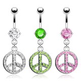 Piercing nombril peace and love multistrass (D129)