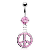 Piercing nombril peace and love multistrass (D129)