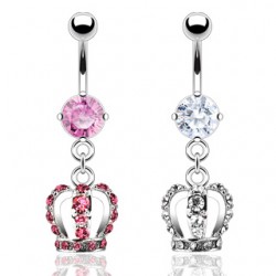 Piercing nombril couronne multiples strass (D130)