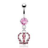 Piercing nombril couronne multiples strass (D130)