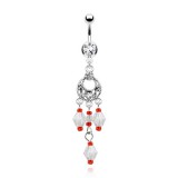 Piercing nombril chandelier et breloques (D89)