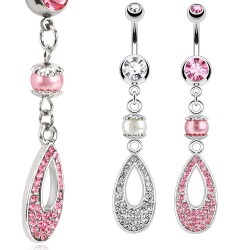 Piercing nombril ovale et perle (D95)
