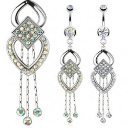Piercing nombril multistrass chainettes (D44)
