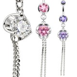 Piercing nombril rond et chainettes (D59)