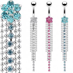 Piercing nombril fleur et chainettes (D62)