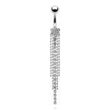Piercing nombril fleur et chainettes (D62)