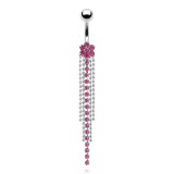 Piercing nombril fleur et chainettes (D62)
