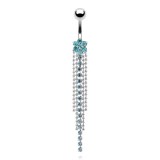 Piercing nombril fleur et chainettes (D62)