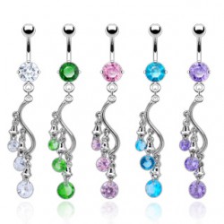 Piercing nombril chandelier trois zircones (D63)