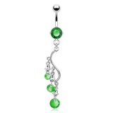 Piercing nombril chandelier trois zircones (D63)