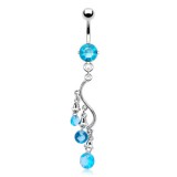 Piercing nombril chandelier trois zircones (D63)