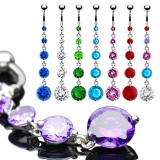 Piercing nombril cascade de zircones ronds (D64)
