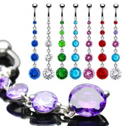 Piercing nombril cascade de zircones ronds (D64)