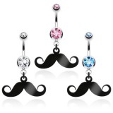 Piercing nombril moustache noire (D147)