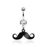 Piercing nombril moustache noire (D147)