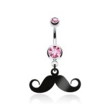 Piercing nombril moustache noire (D147)