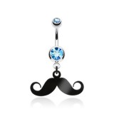 Piercing nombril moustache noire (D147)