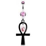 Piercing nombril ankh noire (D160)