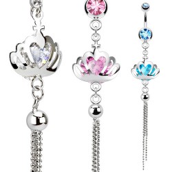Piercing nombril couronne et chainettes (D167)