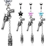Piercing nombril pistolet et balle (D223)