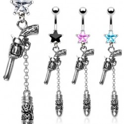 Piercing nombril pistolet et balle (D223)